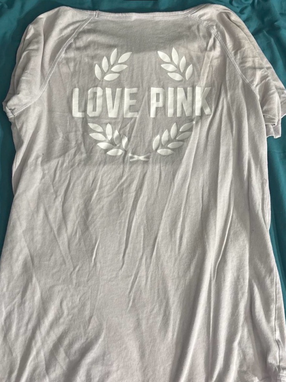 PINK Victoria's Secret White "LOVE PINK" Short Sleeve Tee